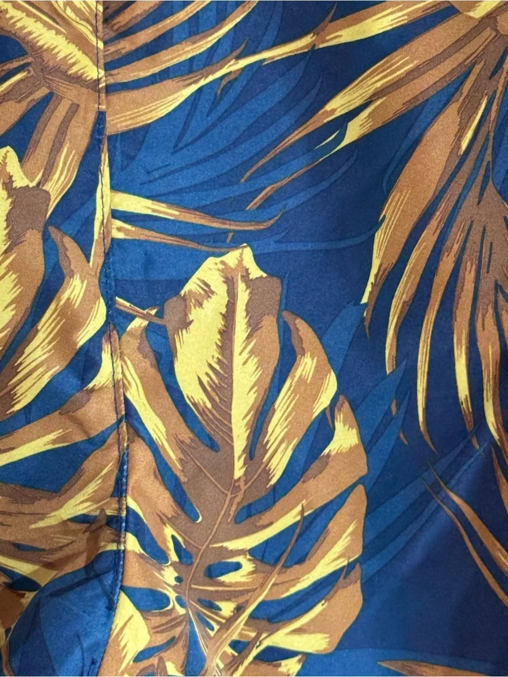 H&M Navy Blue & Gold Tropical Leaf Print Swim Shorts Size M